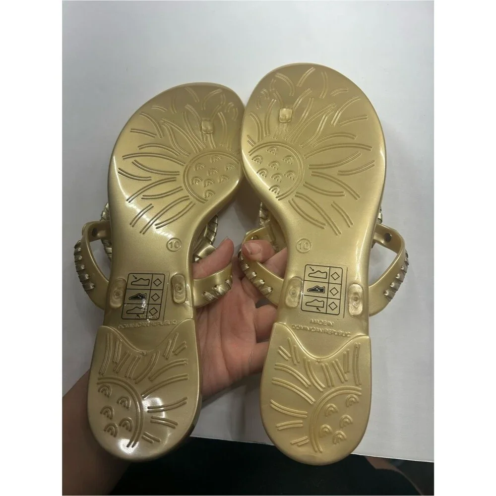New Jack Rogers Metallic Gold Miller Sandals - 10